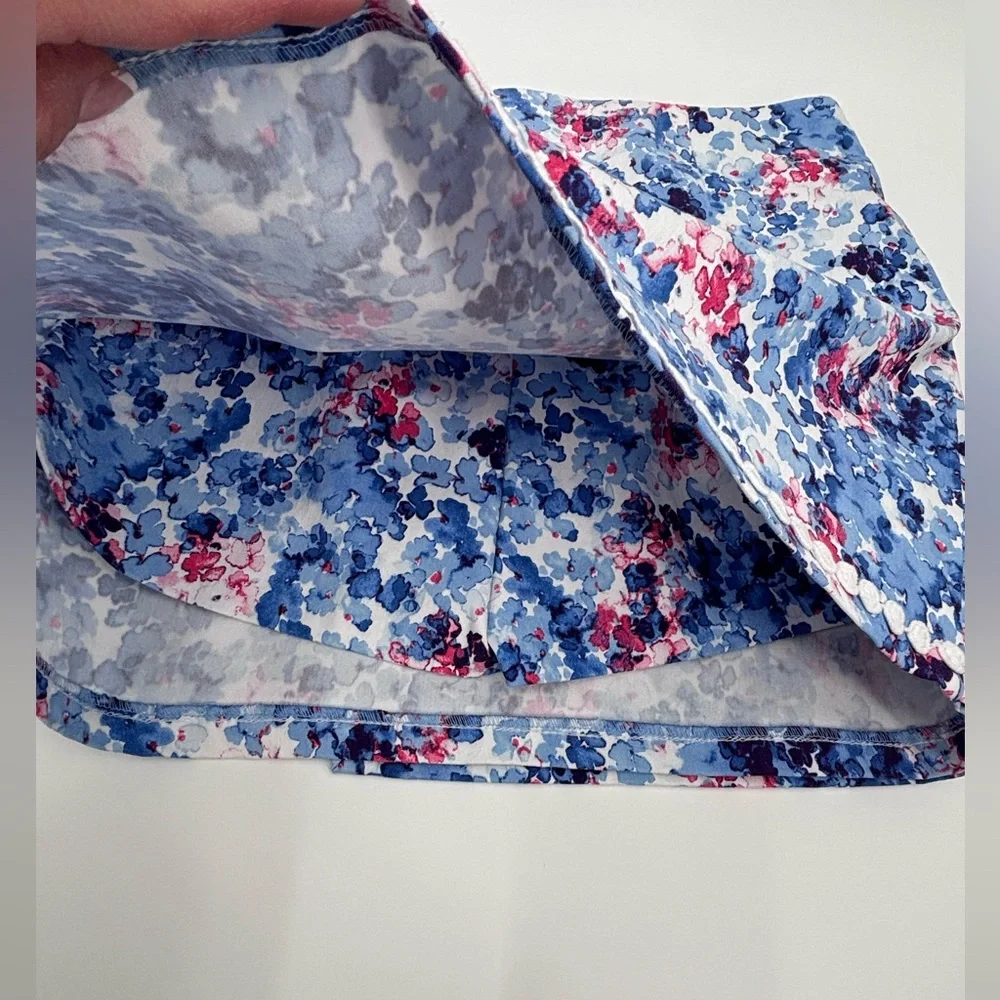 Crown & Ivy Blue and Pink Floral Mini Skirt